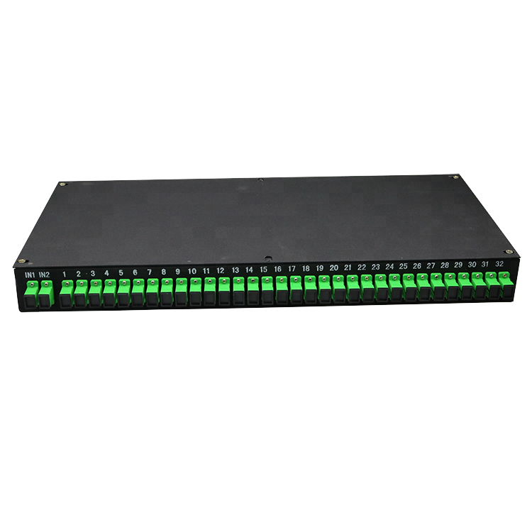2x32 1U PLC Optical Signal Splitter Apc Splitter With SC Adapters 19 Inch