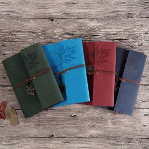 6 Ring Binding Travel Journal Notebook Maple Leaf Embossed Logo With Retro