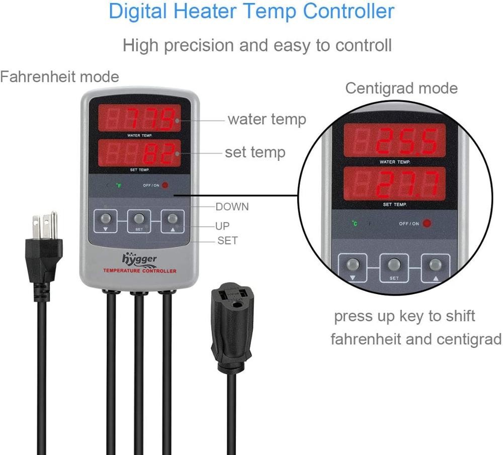 200W Titanium Tube Hygger Aquarium Heater Automatic Control