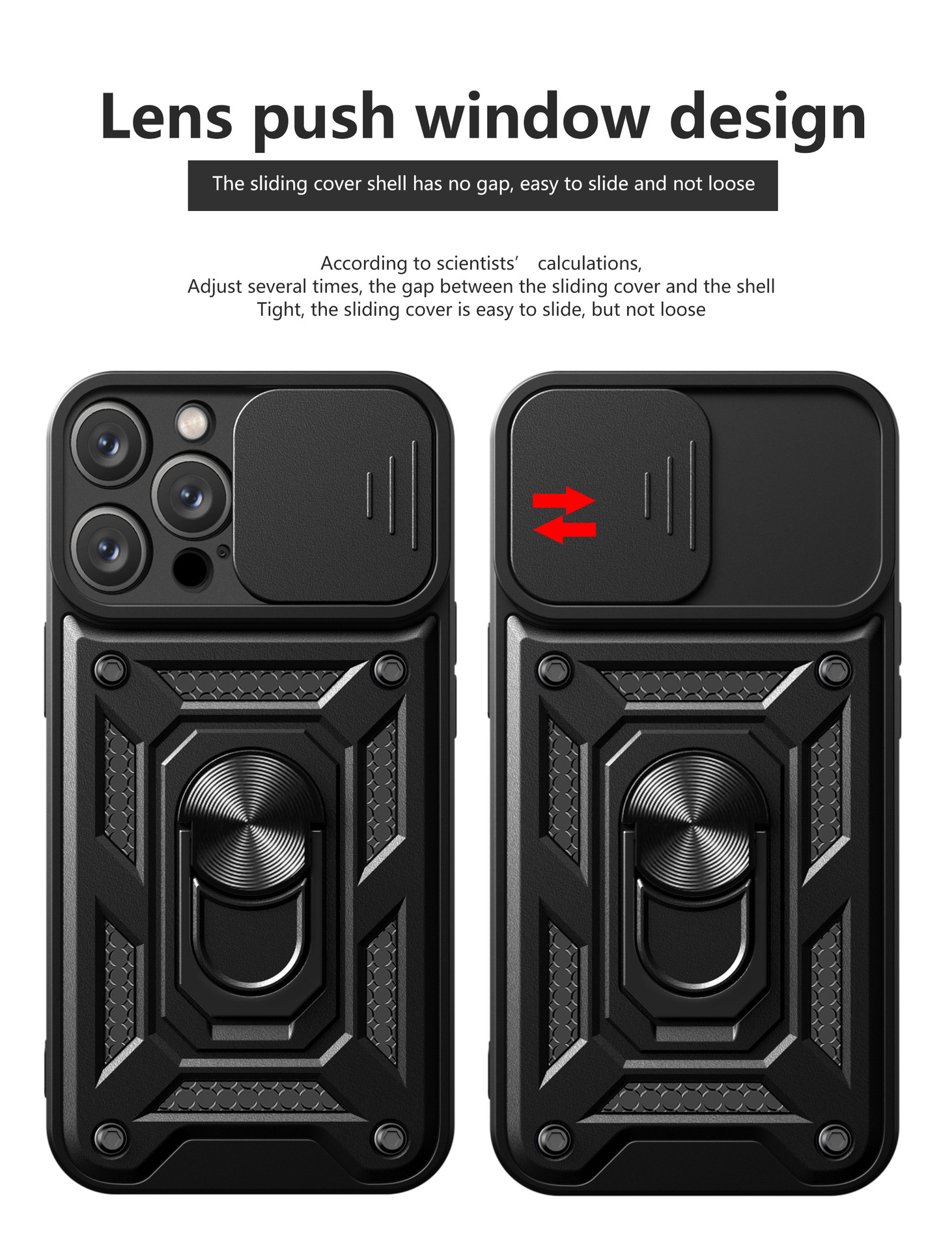 iPhone TPU Camera Protection Mobile Back Cover Hybrid Shockproof Kickstand Ring Phone Case