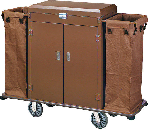 Small Housekeeping Carts For Hotels / Room Service Equipments with 2 Heavy Duty Fiber War Bags