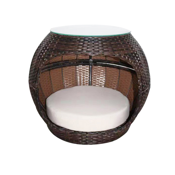 13mm Eco-Friendly Rattan Cat Bed Woven Apple-Shape Dome Cat Cave Cushion Coffee Table Natural Pet Houses Furniture