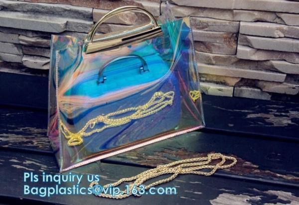 ladies fashion pvc handbag, PVC Women Bags Tote Beach Handbags, PVC Women