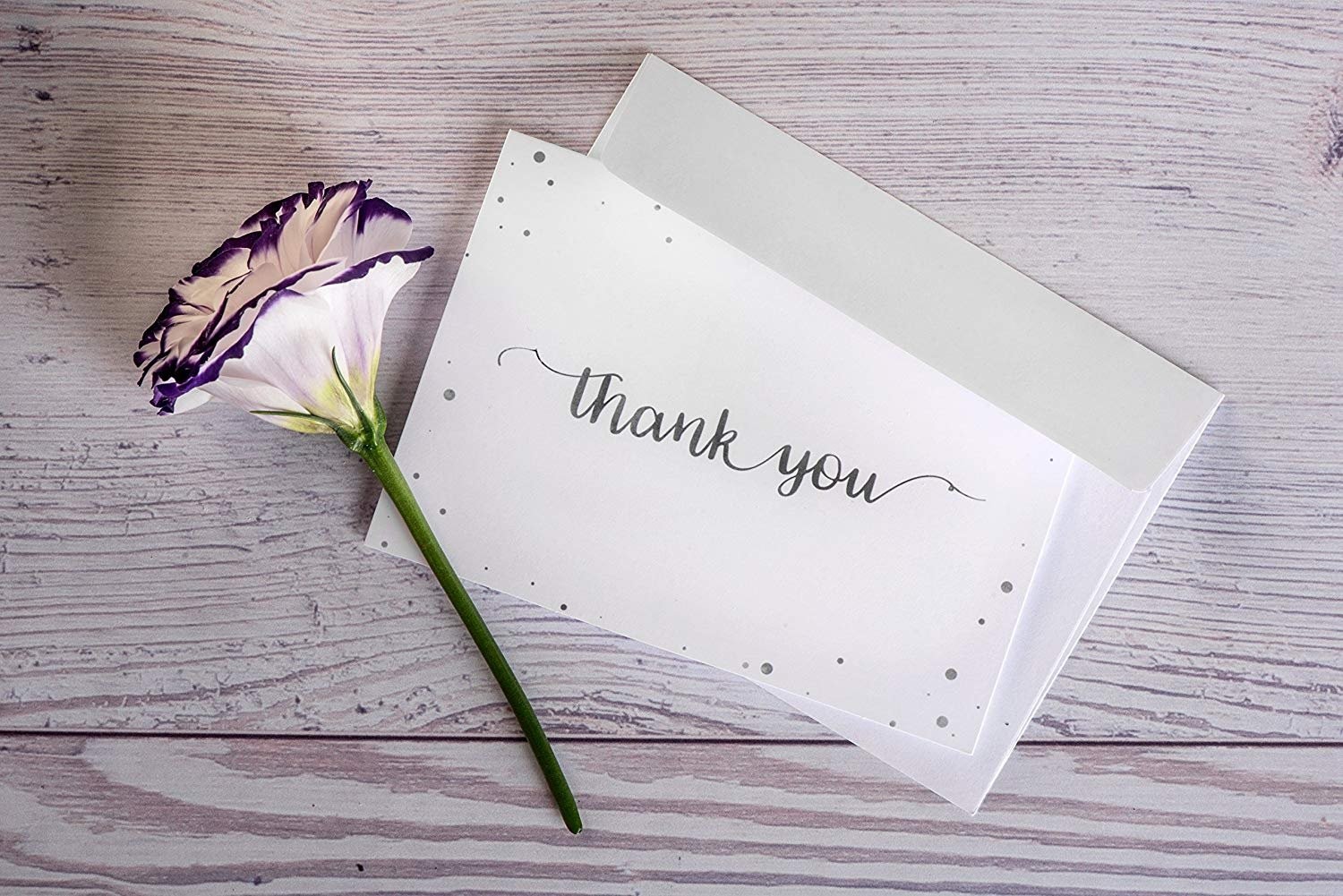 Embossed Lettering Thanks Greeting Card 100 Set 6.25 X 4.5 Inches Folded Size