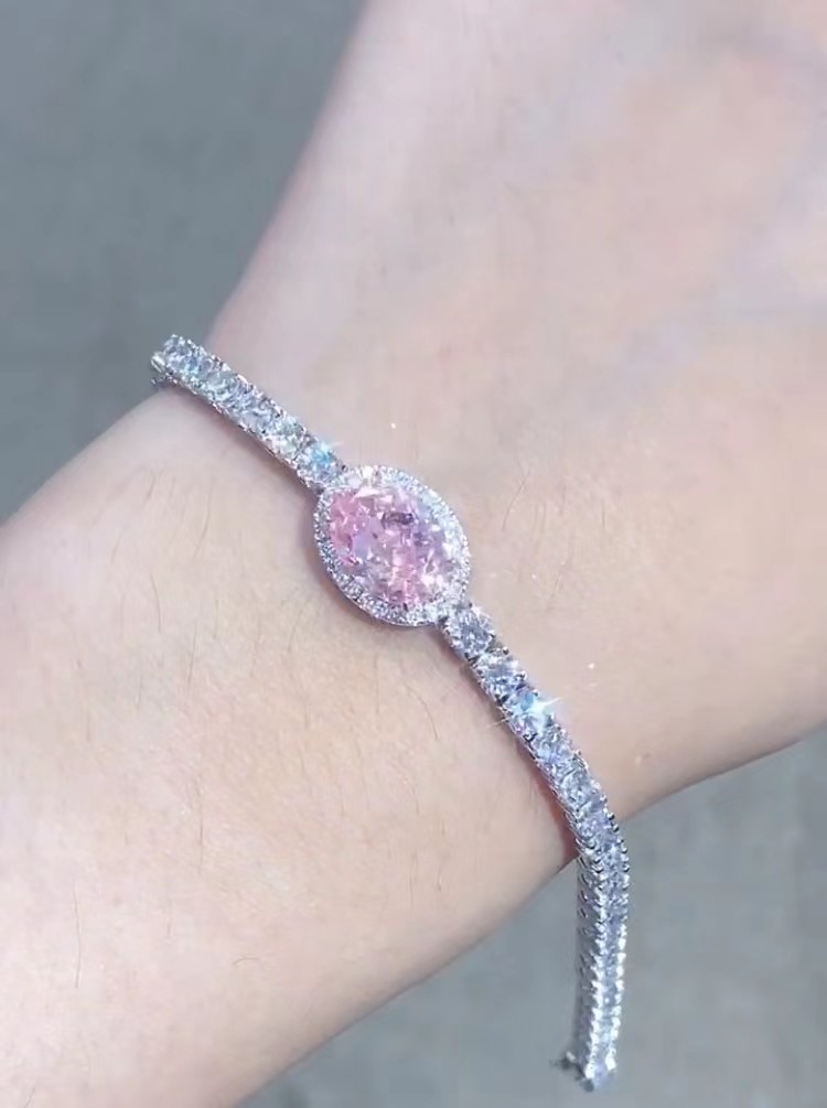 2.87ct Pink Diamond Tennis Bracelet Oval Cut Loose Synthetic Diamonds
