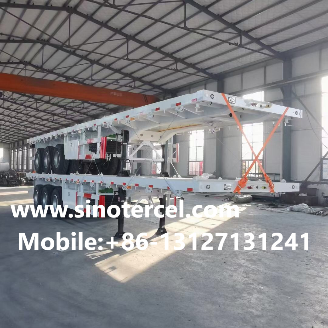 30 Foot 3 Axle Flat Bed Semi Trailer 30-50 Tons