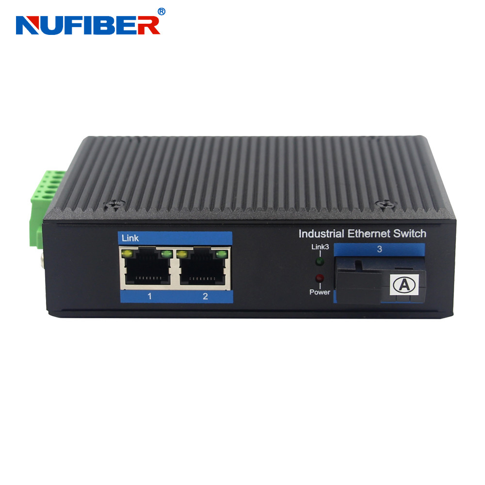 Industrial Ethernet Switch 2 Port 10/100/1000M Ethernet ports and 1 port 1000Mbps SC Fiber