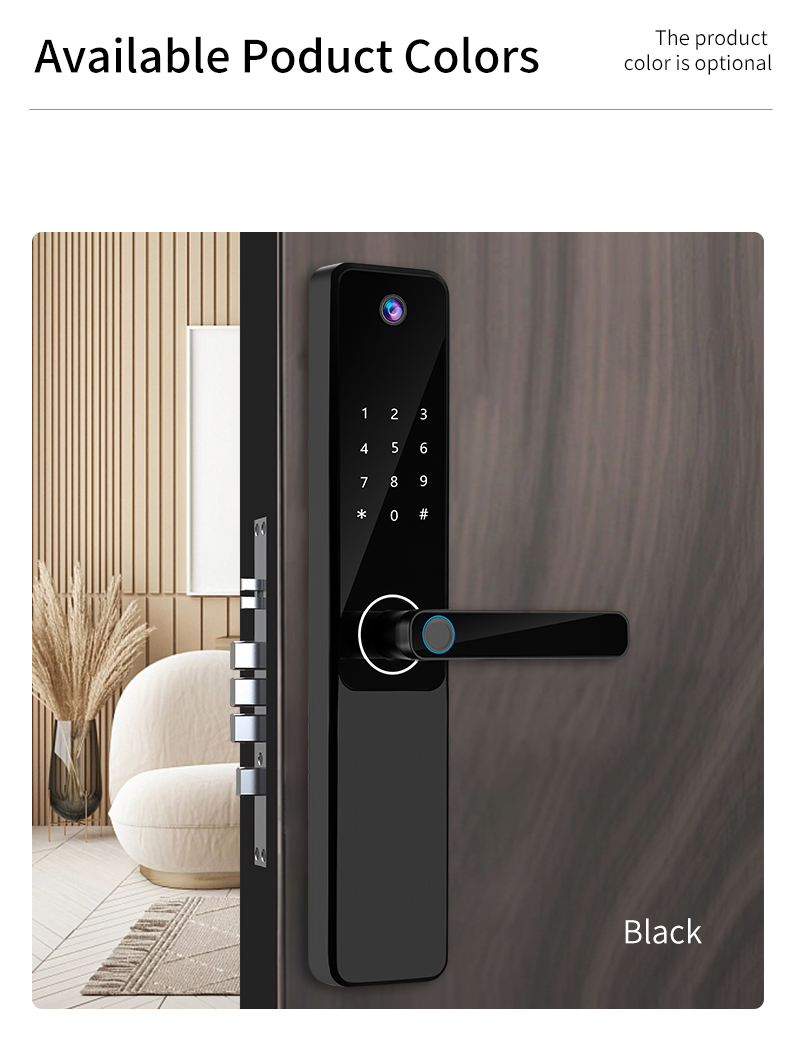 Wooden Door Fingerprint Door Lock With Camera / Electronic Door Lock With Fingerprint