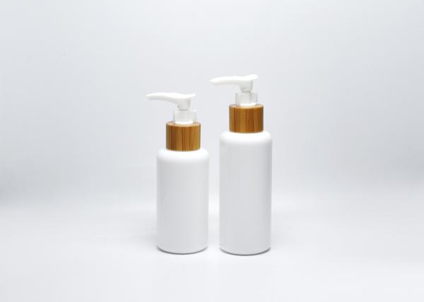 3.3OZ 4OZ boston round opal white glass bottles with real bamboo-plastic lotion