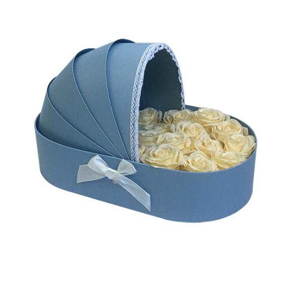 Custom Baby Bassinet Flower Bouquet Box Packaging Shipping Exquisite Birthday