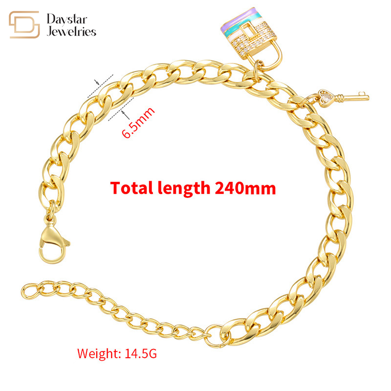 Butterfly Charm Bracelet Stainless Steel Jewelry Key Lock Pendant Gold Plated