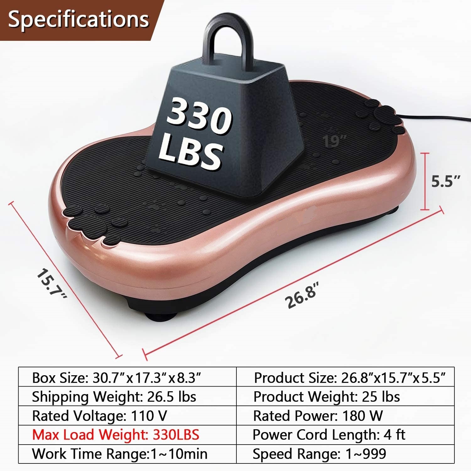 180W 999 Levels Vibration Plate Exercise Machine Whole Body Training High Speed