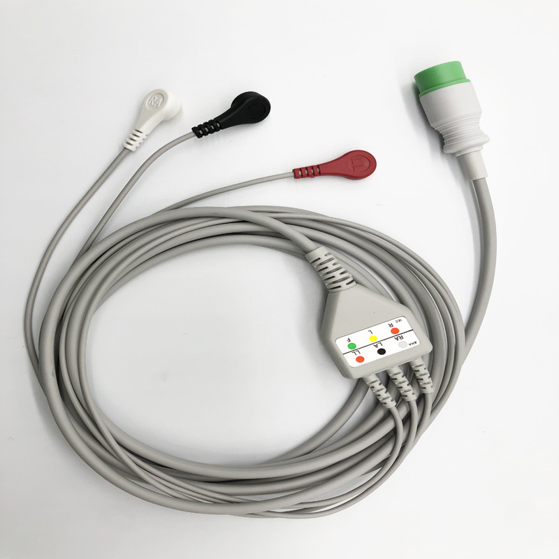 Zoncare Hwatime 3.6m TPU 6pin Ecg Cables and leadwire For Snap / Clip