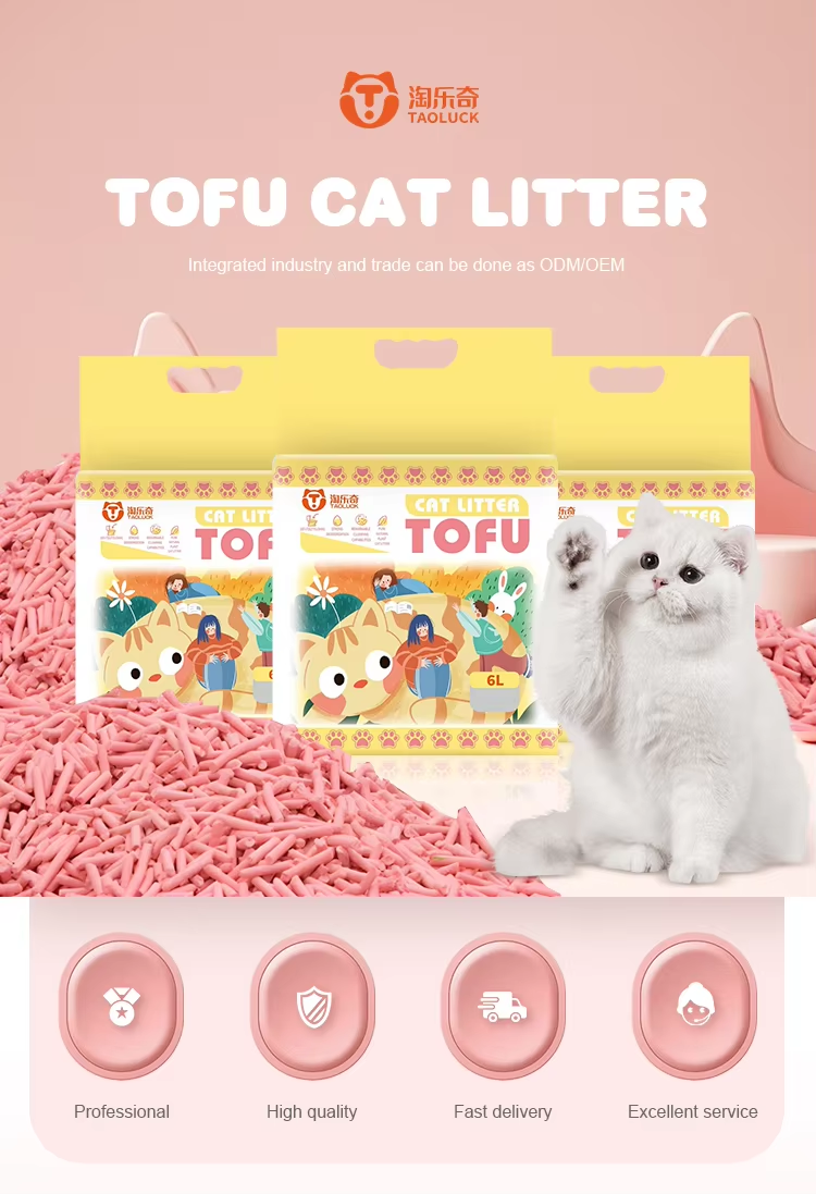 Juicy Peach Scent Tofu Cat Litter Odor Control Tofu Cat Litter Sand Effortless Scooping No Dust Clouds Super Absorbent