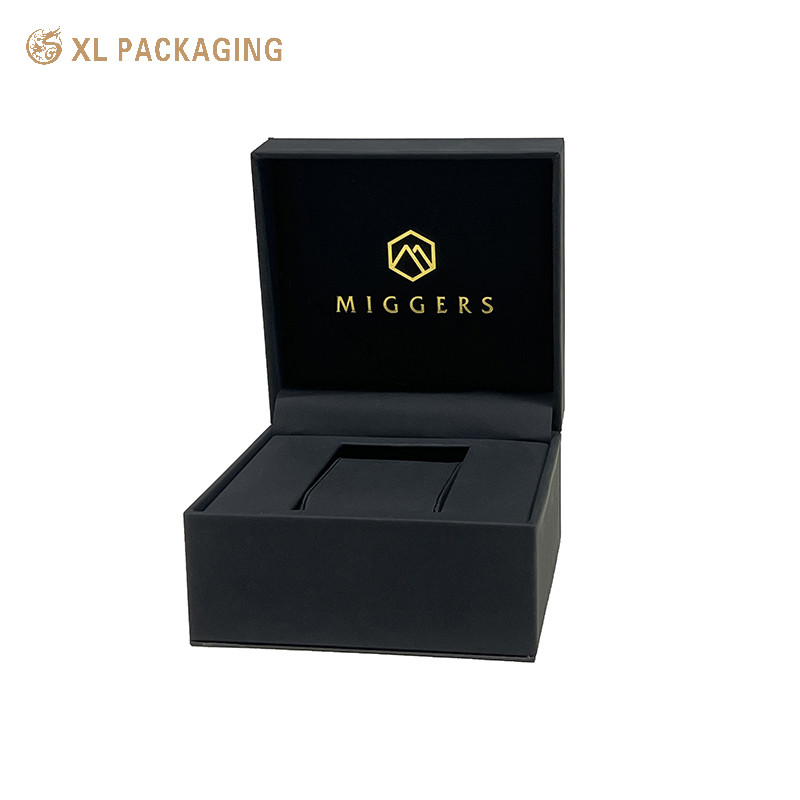 Luxury Custom Logo Black Cardboard Paper Gift Packaging Watch Gift Boxes With Leather