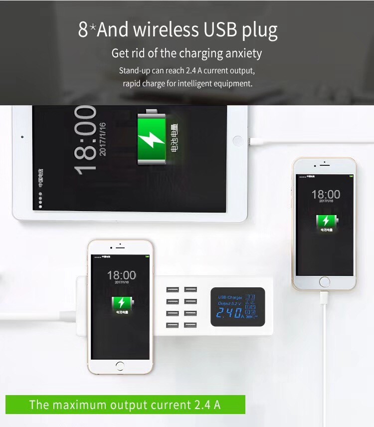 WIRELESS CHARGING USB SOCKET 2018 Qi High quality Wireless Charging with 8 USB Port Wireless charger USB Charging Socket