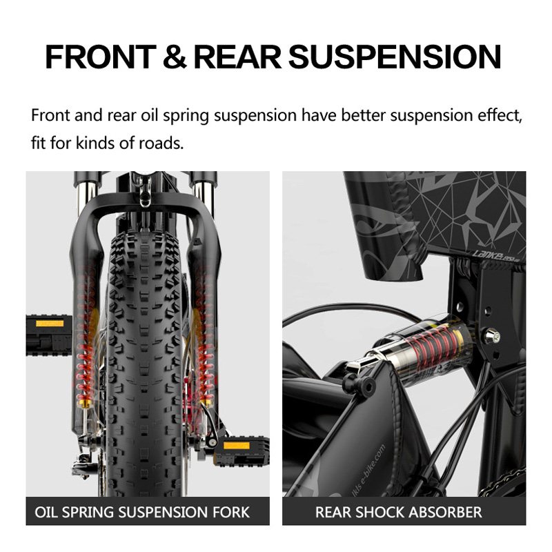 1000W 20 Inch Fat Tire Folding Electric Bike , ODM Electric Folding Bike 20 Inch