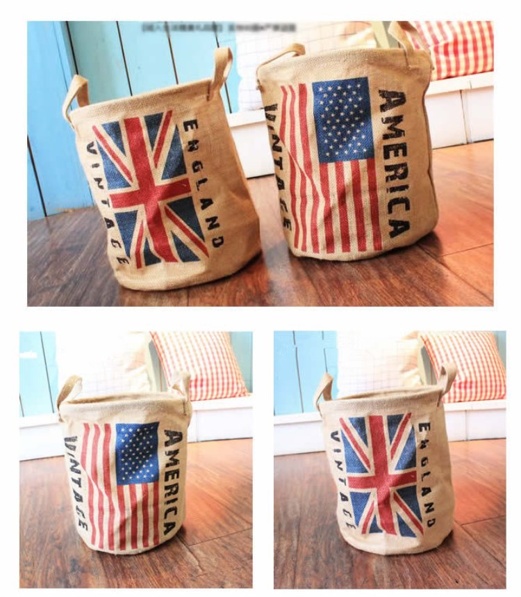 Cotton Waterproof Fabric Foldable Laundry Basket Baby Kids Dirty Clothes Bucket Hamper
