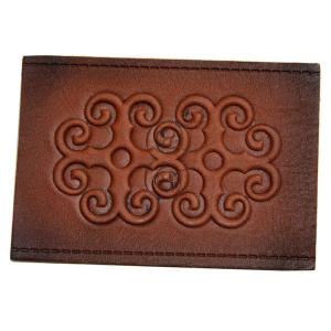 Multiple Style Embossed Leather Patches Brass Rivet custom embossed leather
