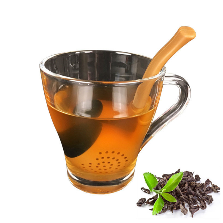 2018 New Promotional Gift Fancy Funny Unique Silicone Tobacco Pipe Shape Green Coffee Tea Bag Tea Infuser