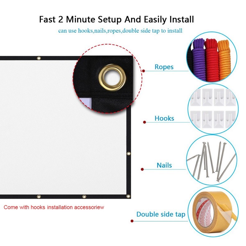 74 Inch Portable Foldable Soft Screen Spandex Customizable Projector Screen For Educational Business Anti-Wrinkle