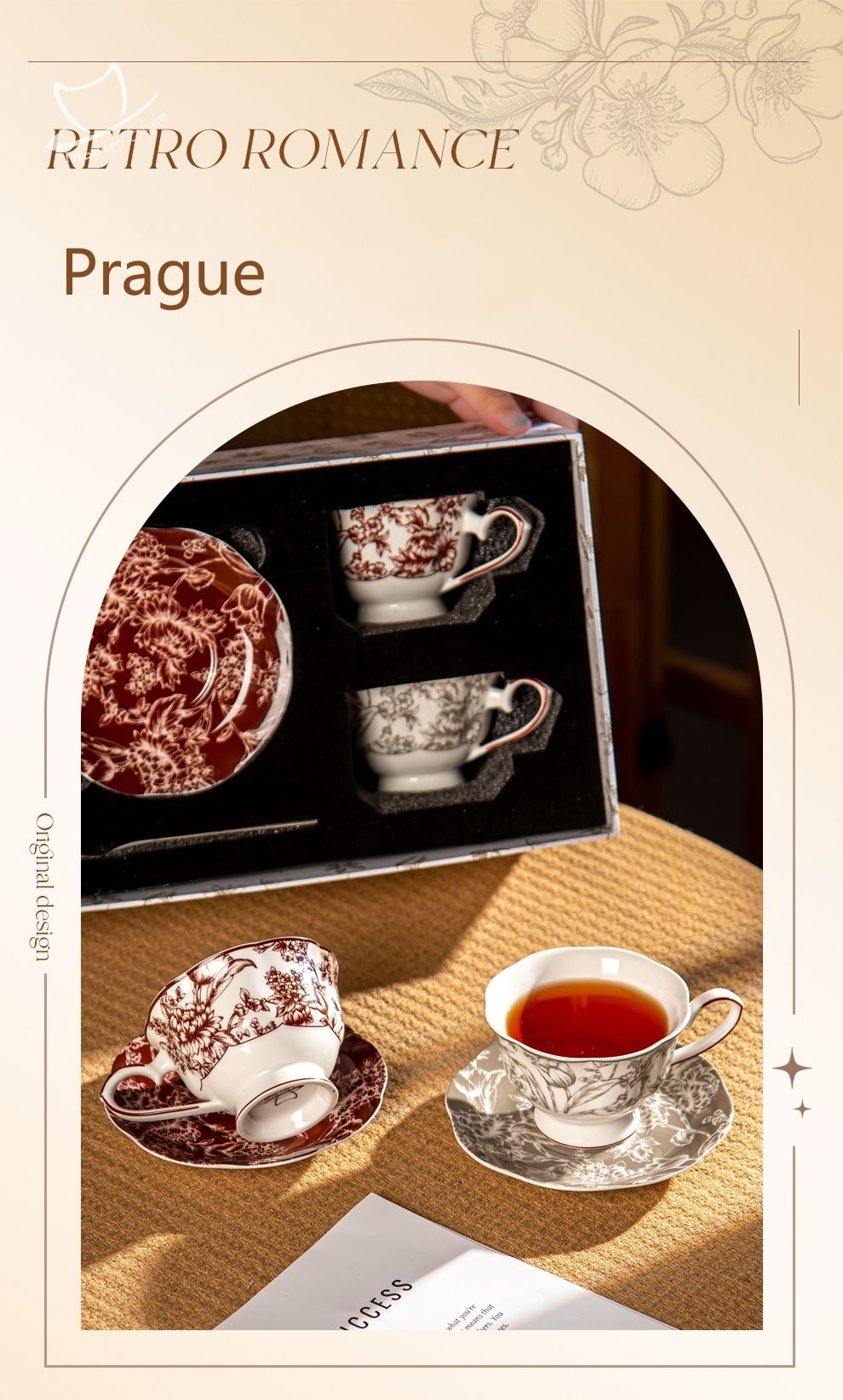 Elegant Ceramic Coffee Mug And Saucer Set Light Luxury Gold Line Design For Drinkware