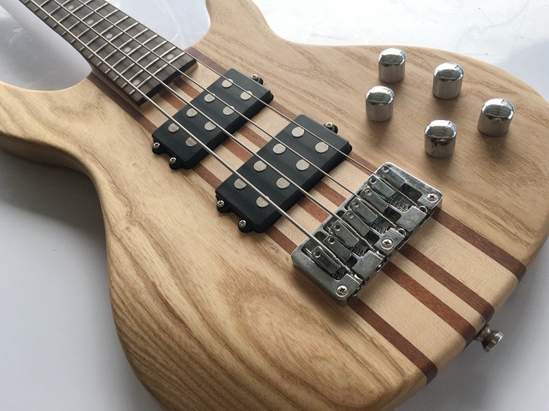 professional active electric bass guitar neck through body bass guitar with ashwood body