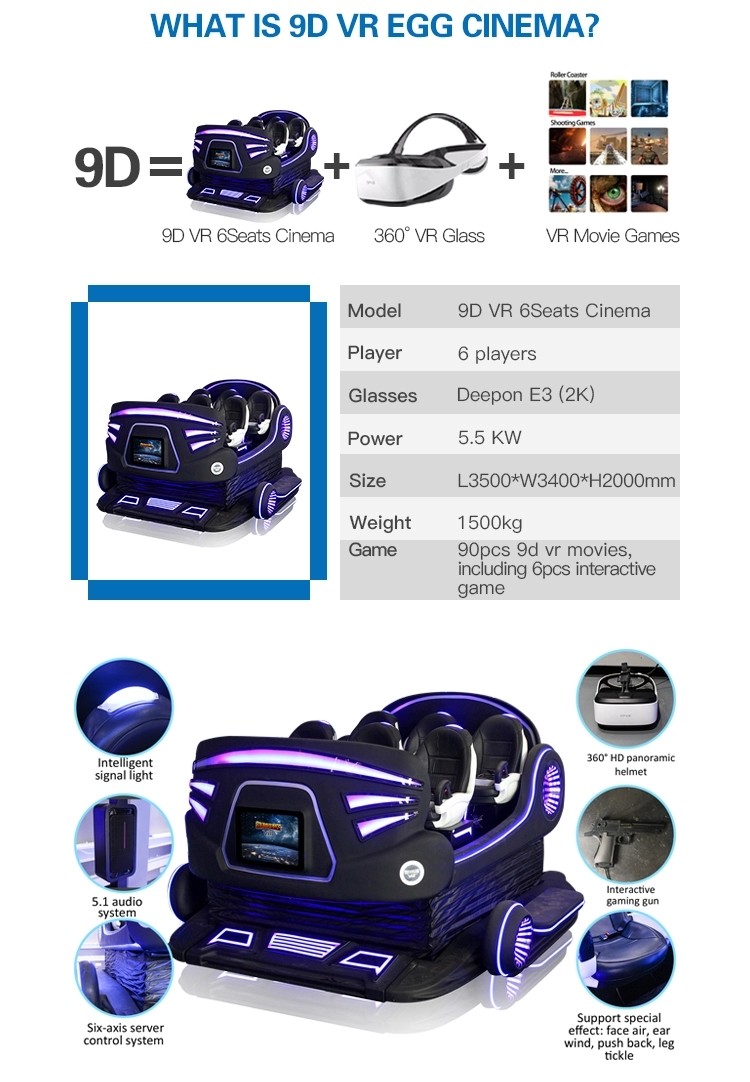 Motion Simulator 6 Seats 9D Vr Game Machine Virtual Reality Cinema Machine