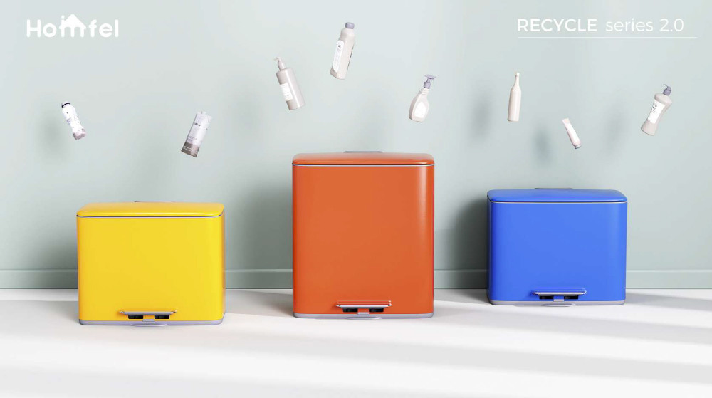 28L SS Rectangular Pedal Trash Can Waste Bin With Rolling Cover Type