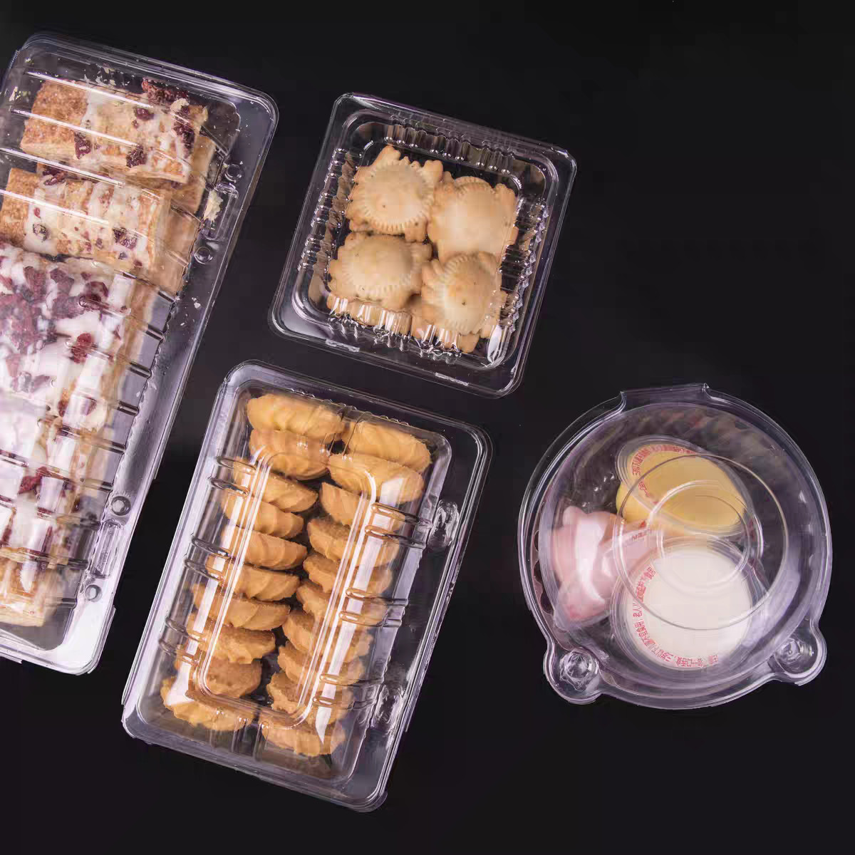 Transparent Vegetable Box Disposable Fruit PET Box Clamshell Hinge Salad Pastry Takeaway Box No Hole With Lid