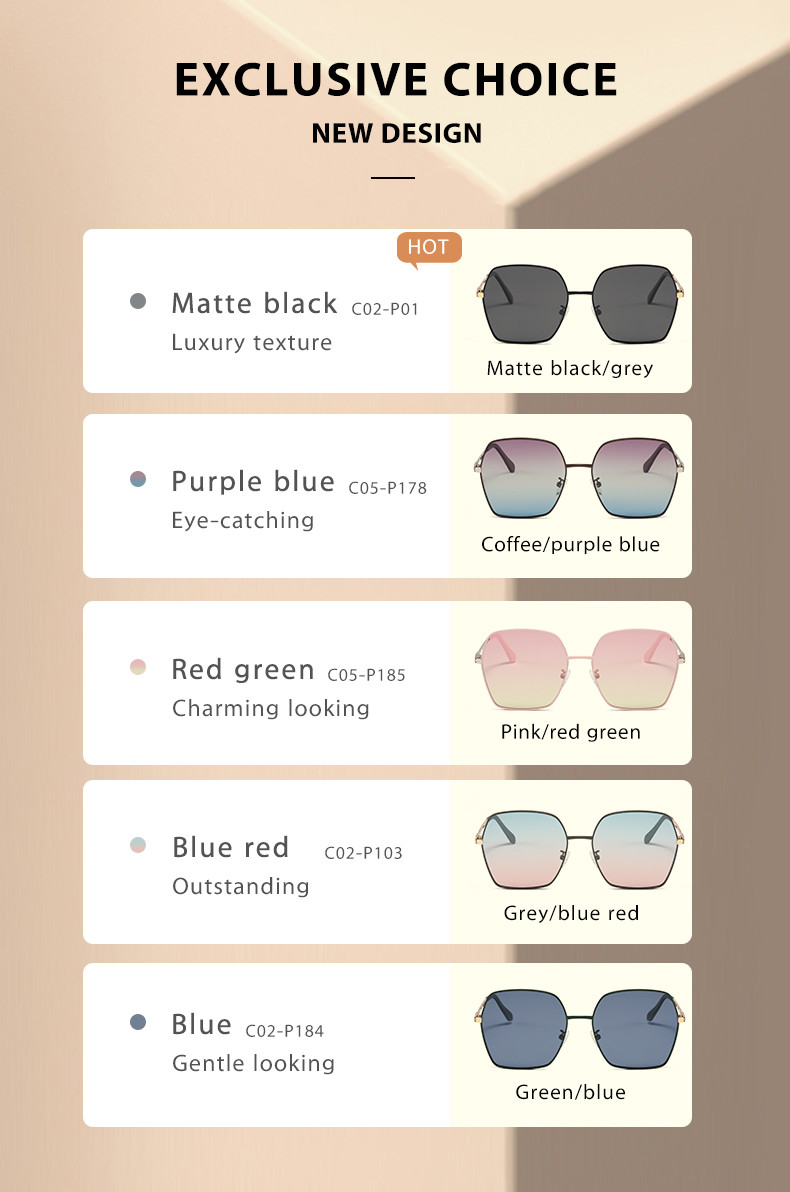 OEM Women'S Square Glasses Metal Frame , UV400 Protective Sunglasses Sunscreen