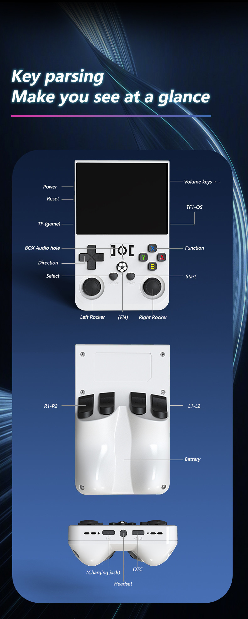 R36PRO Retro Handheld Video Game Console Linux System 3.5 Inch IPS Screen