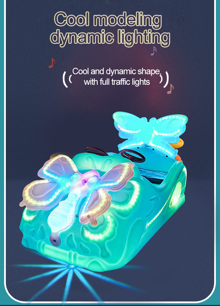 Luminous Butterfly Kids Bumper Car Powered By 24v Battery