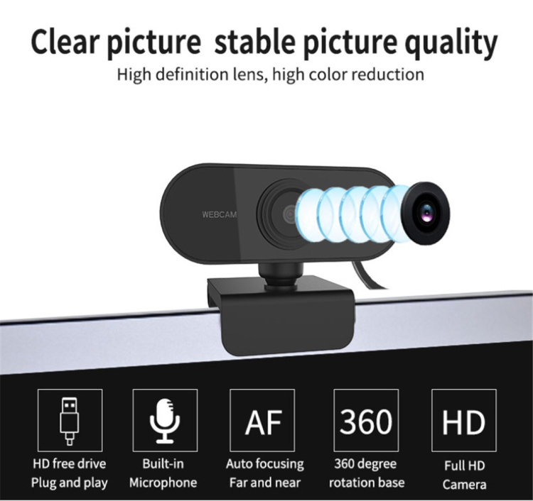 HD 1080P Live Streaming Webcam USB PC Camera With Holding Bracket