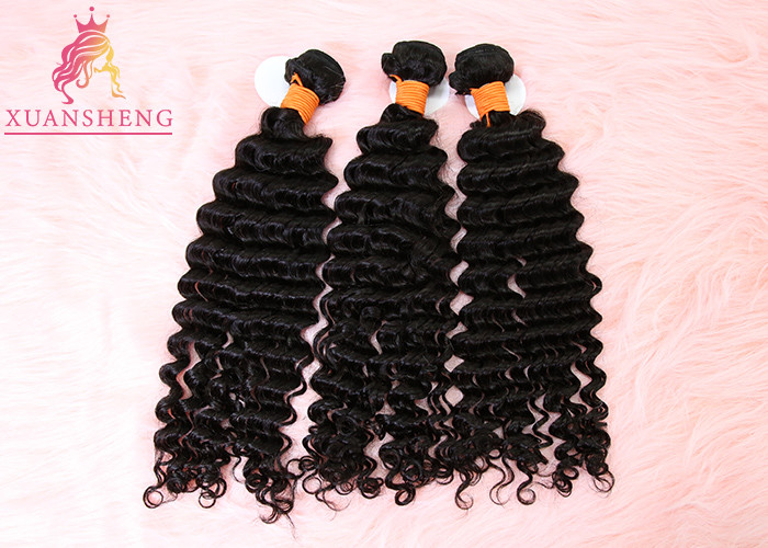 Virgin Cuticle Aligned Human Hair / Unprocessed Brazilian Hair Deep Wave Extensions