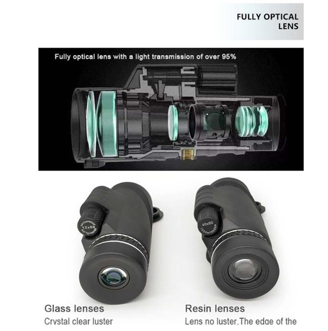 Hunting Birdwatching Mobile Phone Telescope , 12x50 Mobile Lens Telescope
