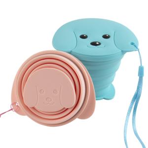 Customized Puppy Silicone Foldable Cup 180ml With Hand Strap