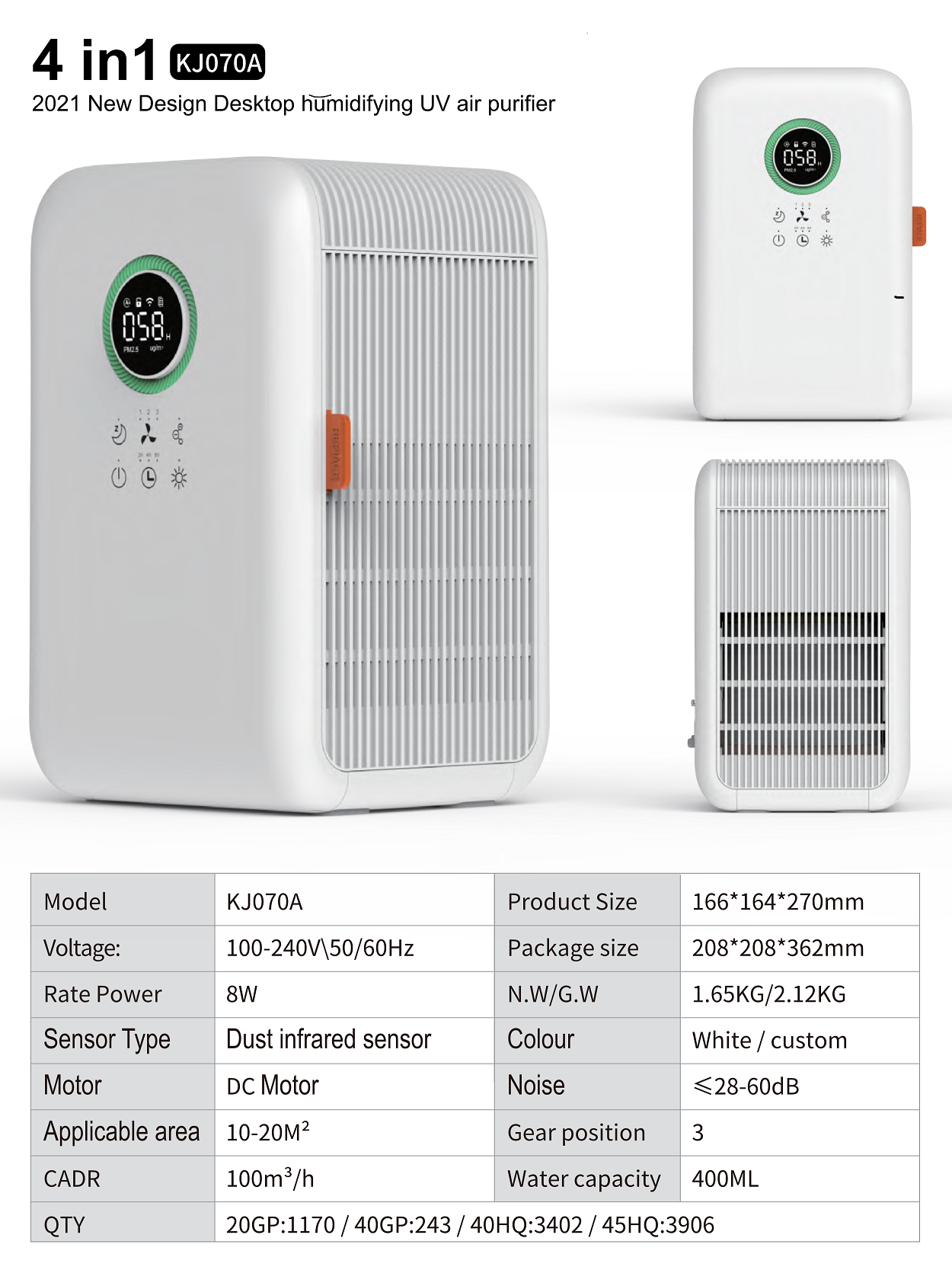 HOMEFISH Hepa Filter Household Air Purifier Ion Humidifier 400ml