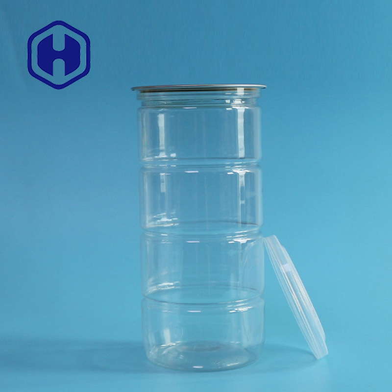 BPA Free Round Clear Plastic Cans 900ml 30.7oz Potato Coconut Chips EOE