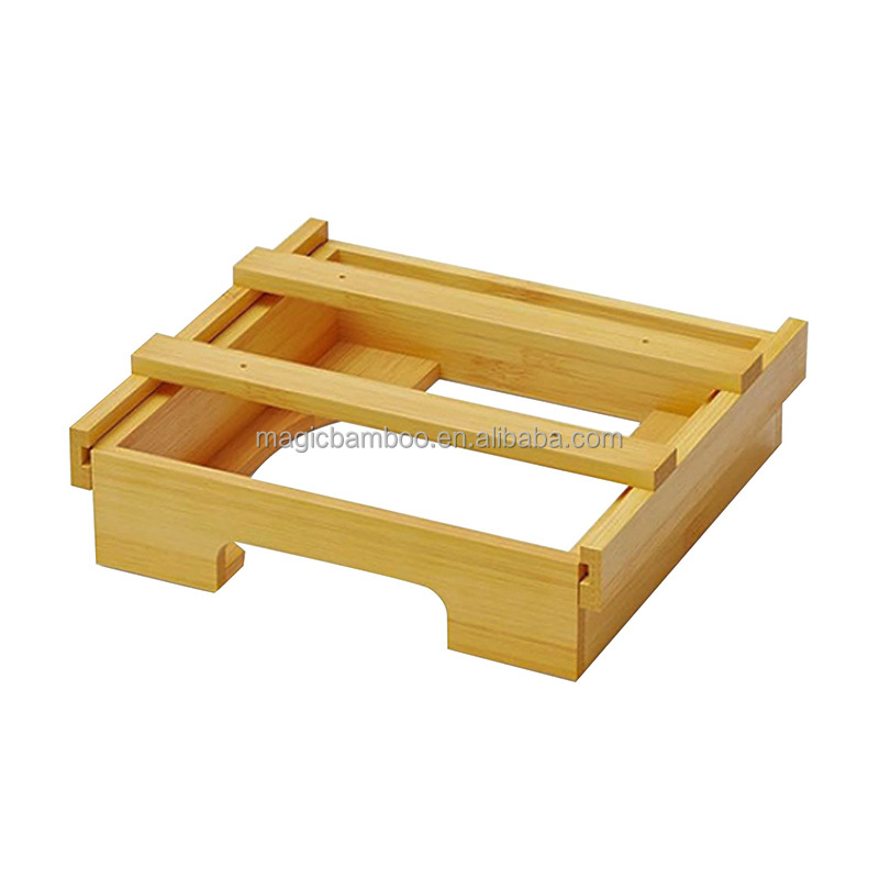 Bamboo Kitchen Party Organizer Utensil Caddy Paper Plate and Napkin Cabinet Dispenser