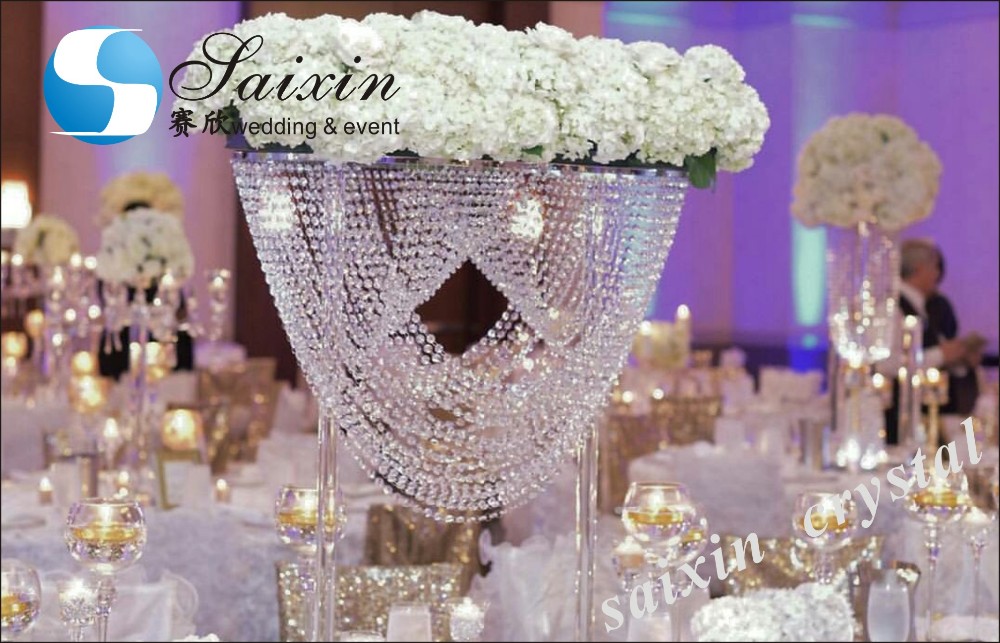 ZT-325L Saixin Gorgeous 18 arms Crystal candelabra flower stand for wedding centerpiece