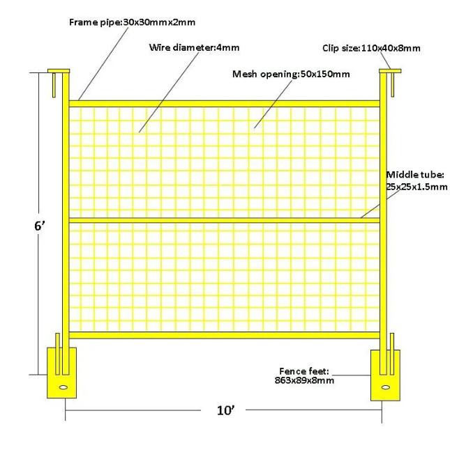 1800x2900mm Metal Temporary Fence Blue Color Of Canada Standard