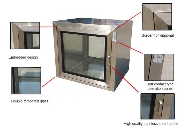 Medical Stainless Steel Pass Box With Ultra Violet Light Size Customized