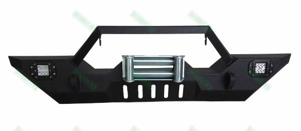 Bull Bumper Front Bumper for Jeep JK Black Steel Recovery Bull Bar Winch Bumper