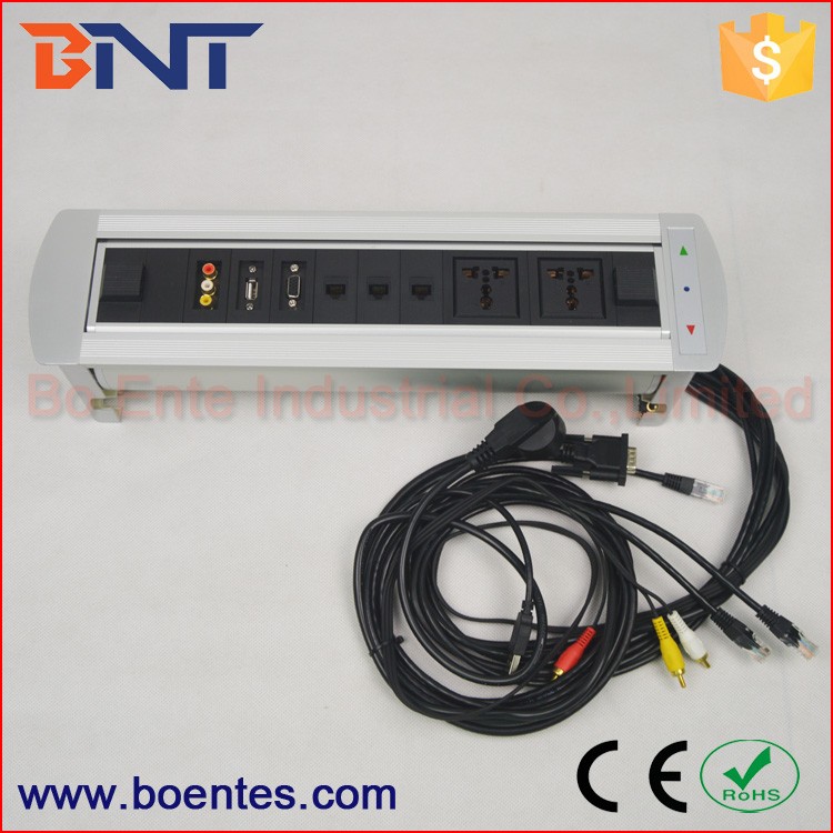 USB / RJ45 / VGA Rotating Power Socket Tabletop Interconnect Box
