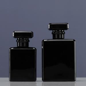 China Black Square Perfume Spray Bottle Washable Odorless 50ml 100ml on sale