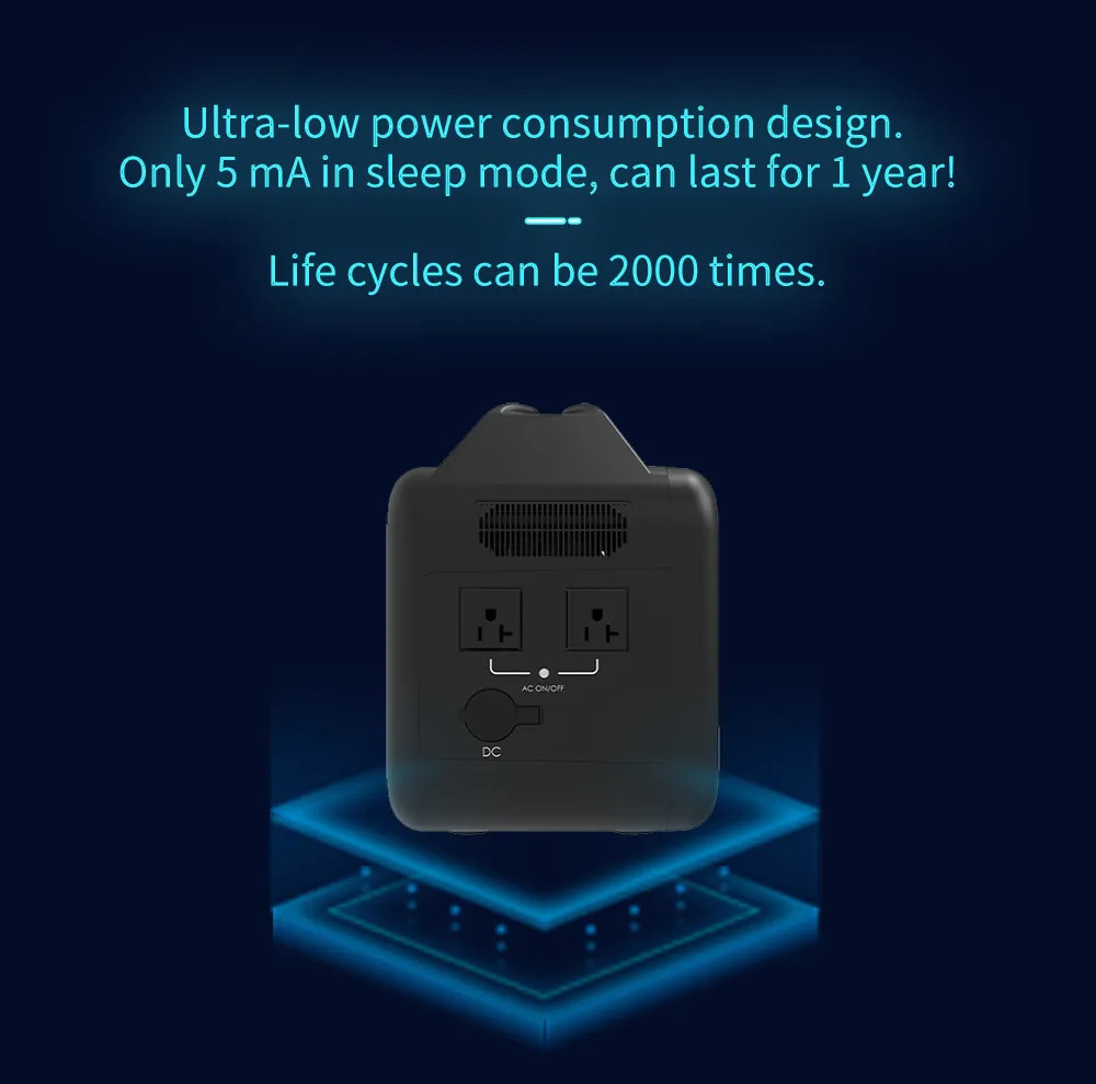 Wireless Portable Solar Banks Outdoor Camping LiFePO4 Lithium Battery 600W