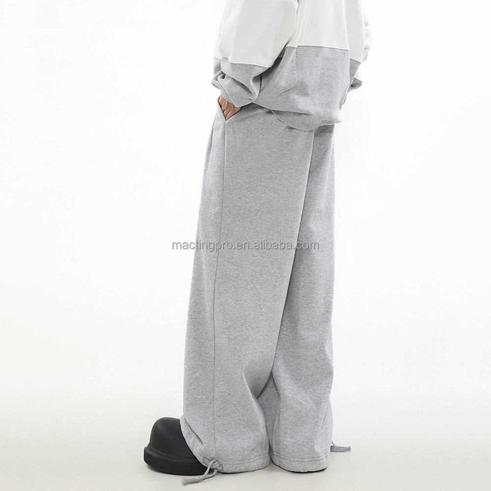 Mid Waist Custom Cotton French Terry Oversized Joggers for Men Knitted Weaving Method