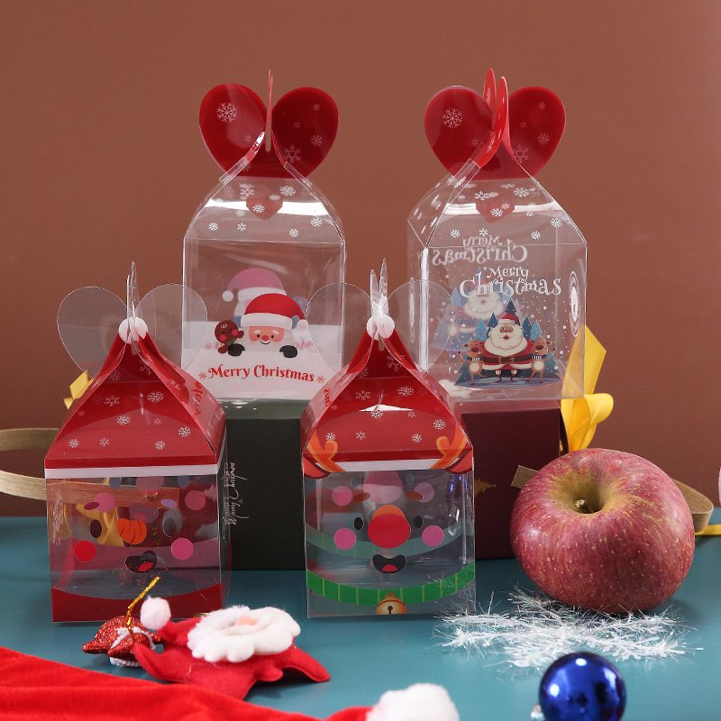 Custom Logo Folding Plastic PVC Cake Box Clear Gift PET Box For Christmas Apple Candy