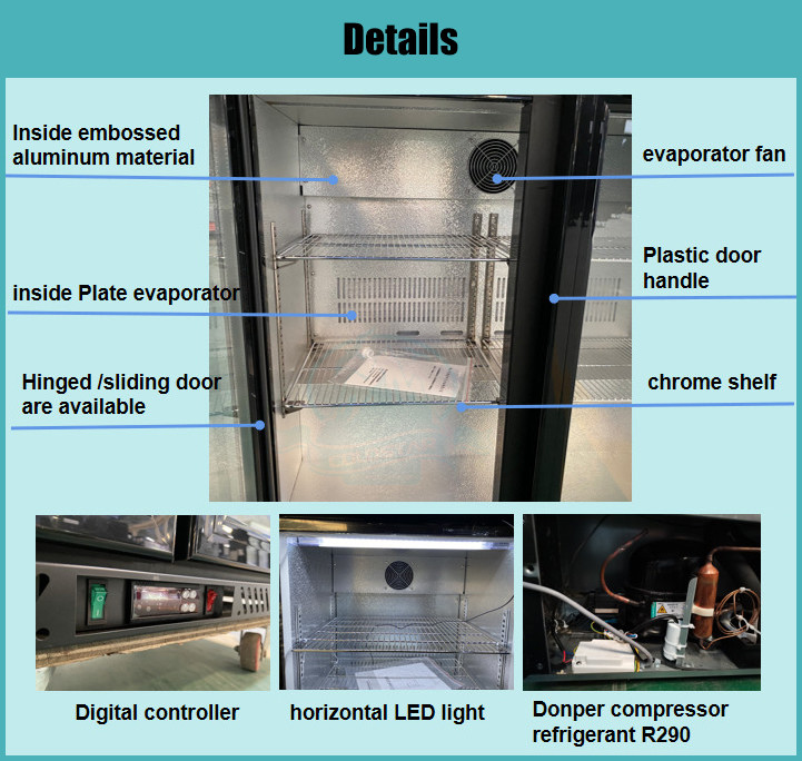 2 Doors Counter Top Beverage Fridge Beer Display Cooler Refrigerator Under Back Bar Beer Cooler